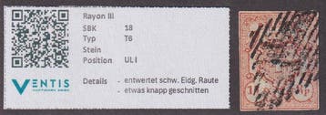 Zwitserland 1852/1852 - CH - Rayon III - SBK Nr. 18 - T6 -