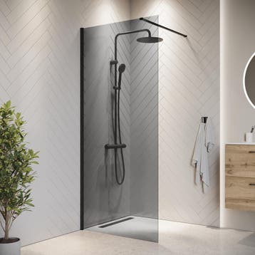 Douchewand Rizani 50 x 200 cm Zwart – Getint Glas, Verzenden, Nieuw