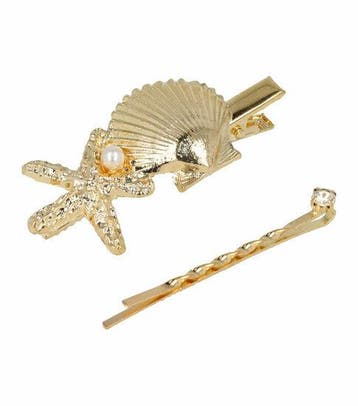 Haarspeld Duckklem en Schuifspeldje 6cm – Schelp Zeester met, Nieuw