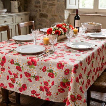 BA198 - Stof Papaveri e Margherite – Floraal Country Chic