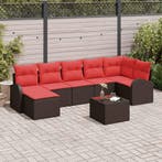 vidaXL Tuinbank Set met kussen 8 pcs Bruin Poly Riet, Tuin en Terras, Verzenden, Nieuw