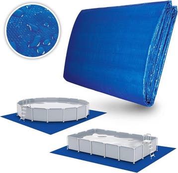 Grondzeil zwembad - Scheurbestendig - 396x396 cm - Blauw - T, Tuin en Terras, Verzenden, Nieuw