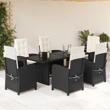 vidaXL 7-delige Tuinset met kussens poly rattan zwart, Verzenden, Tuinset