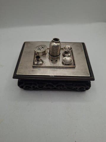 Miniatuur secretaresse-set - Zilver, Hout (Thuya) - China -