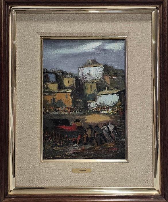 Juan Escoda Corominas (1920-2012) - Tarde en la villa, Antiquités & Art, Art | Peinture | Classique