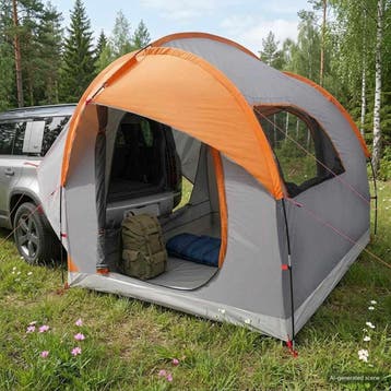 vidaXL Auto Tent Grijs en Oranje 239 x 210 x 210 cm, Caravans en Kamperen, Verzenden, Nieuw