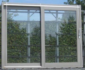meranti houten schuifraam , schuifdeur , pui 266 x 210, Gebruikt, 225 cm of meer, Ophalen of Verzenden, 150 tot 225 cm