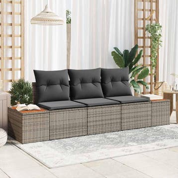vidaXL Tuinbank Set 3 st Grijs poly rattan, Verzenden, Nieuw