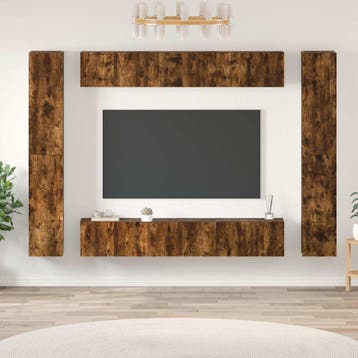 vidaXL 10-delige Tv-meubelset bewerkt hout gerookt, Verzenden