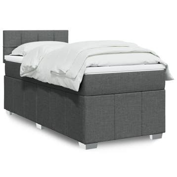 vidaXL Boxspring met matras stof donkergrijs 90x190 cm, Verzenden