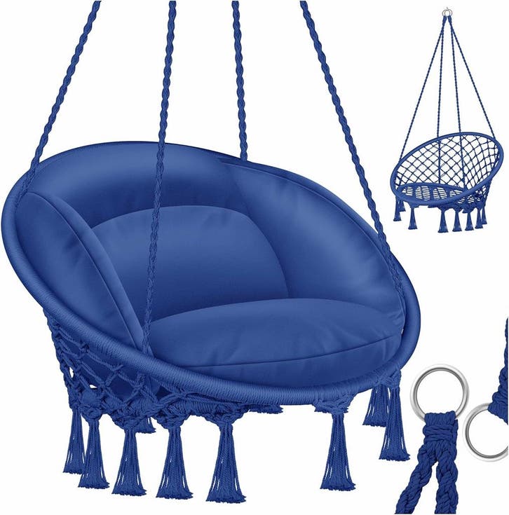 Hangstoel - Binnen & Buiten - Hangschommel - Tot 150kg - Bla, Huis en Inrichting, Fauteuils, Nieuw, Verzenden