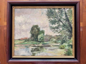 Attributed to Adelin Verly (1883–1967) - Landscape with pond