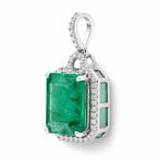 Zonder minimumprijs - Hanger Platina - 3.81ct. tw. Smaragd -