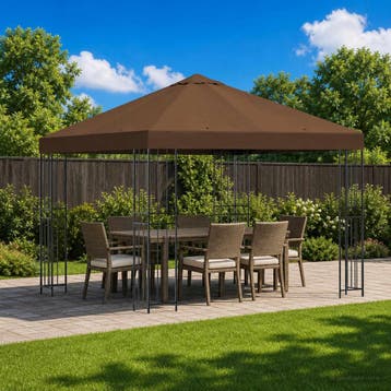 vidaXL Prieel 3 x 3 m Bruin Polyester en Staal 190 gsm, Verzenden, Nieuw