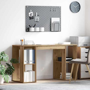 vidaXL Bureau Artisan Eiken Bewerkt hout 130 x 50,5 x 75 cm, Huis en Inrichting, Bureaus, Verzenden, Nieuw