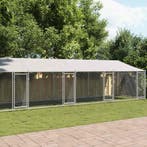 vidaXL Hondenhok met dak en deuren 10x2x2 m gegalvaniseerd, Verzenden