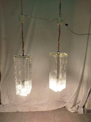 Plafondlamp (2) - Glas, Antiek en Kunst