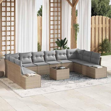 vidaXL Tuinbank Set 10 st 9-Aantal zitplaatsen Beige en, Verzenden, Nieuw