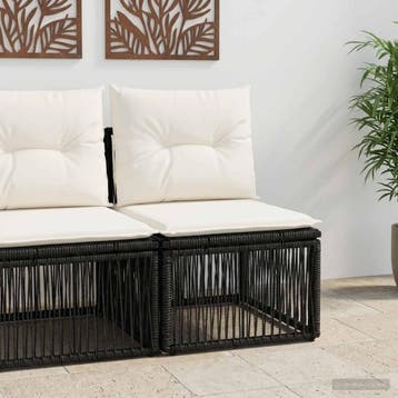 vidaXL Armloze Sofa eenheid Zwart poly rattan, Verzenden, Nieuw