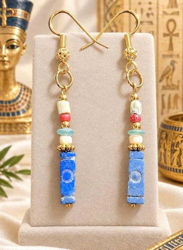 Oud-Egyptisch Verguld Hangoorbellen - Lapis