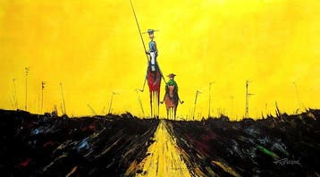 Piotr Piskorz - Don Quixote and Sancho Panza on the field of