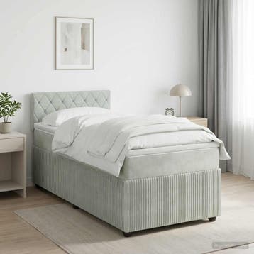 vidaXL Boxspringbed met matras Lichtgrijs 90 x 200 cm, Verzenden
