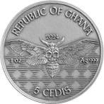 Ghana. 5 Cedis 2024 Biker - Memento Mori 1 oz Antique finish