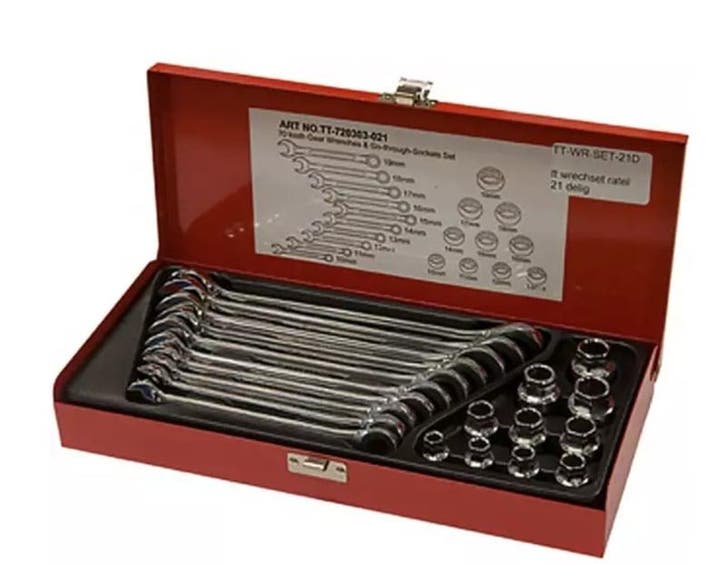 Steek-ring ratel sleutelset 21 delig (Hand Gereedschap), Auto-onderdelen, Airco en Verwarming, Nieuw, Verzenden