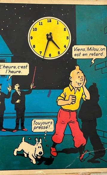 Wandklok - Paneel van hardkarton - 1980-1990 - Tintin, Nieuw