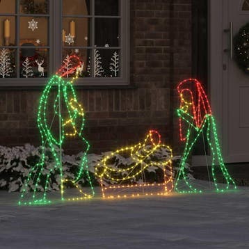 vidaXL Verlichte Kerststal met 550 LED Multikleur 112 x 71,5, Verzenden, Nieuw