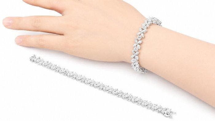 Armband - 14 karaat Witgoud - 9.87ct. tw. Diamant, Handtassen en Accessoires, Armbanden