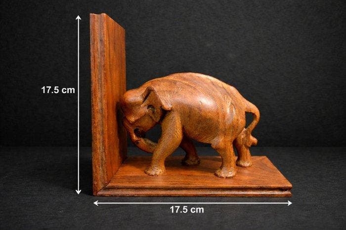 Boekensteunen - Hout - Boekensteunen olifanten, Antiquités & Art, Curiosités & Brocante