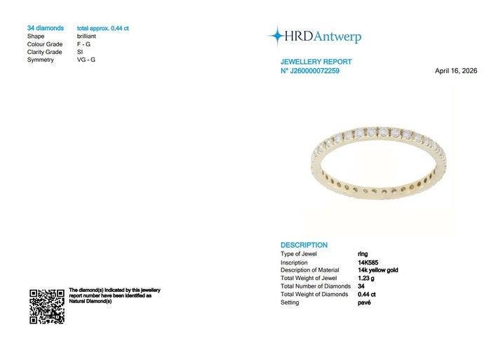 Ring - 14 karaat Geel goud - 0.44ct. tw. Diamant, Bijoux, Sacs & Beauté, Bagues
