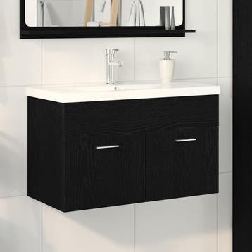 vidaXL Badkamerkast Zwart Eiken 80 x 38,5 x 46 cm Bewerkt, Verzenden, Nieuw