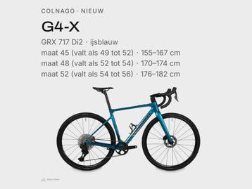 Colnago G4-X carbon gravelbike GRX Di2 blauw maat 45 48 52, Vélos & Vélomoteurs, Verzenden