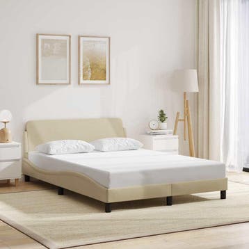 vidaXL Bedframe Dover stof crèmekleurig 140x200 cm, Verzenden