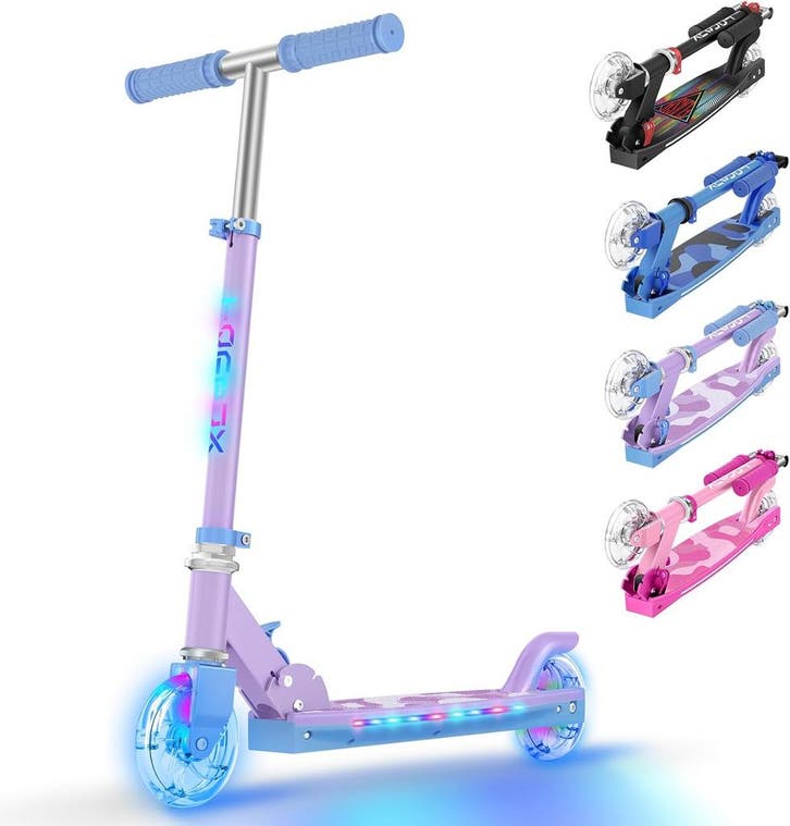 Kinderstep - LED Wielen - Verstelbaar - Vouwbaar - Paars - T, Fietsen en Brommers, Steps, Nieuw, Verzenden
