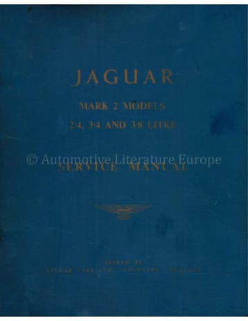1964 JAGUAR MK2 MODELLEN 2.4 | 3.4 | 3.8 WERKPLAATSHANDBOEK, Autos : Divers