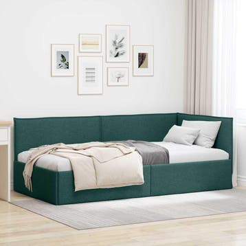 vidaXL Hoek Bed Frame met hoofdeinde Donkergroen 90 x 190 cm, Verzenden, Nieuw