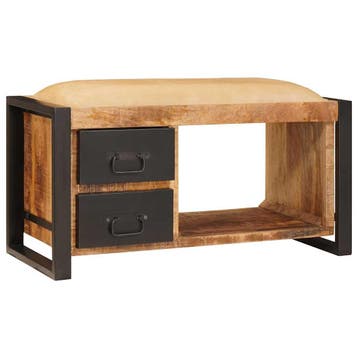 vidaXL Opslagbank Bruin 80 x 35 x 40 cm Massief mangohout, Verzenden, Nieuw