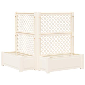 vidaXL Grote plantenbak met trellis 2 st PP Wit, Verzenden