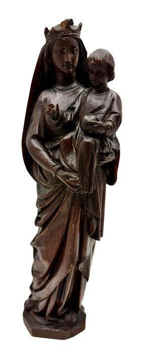 sculptuur, Madonna met kind - 46 cm - Hout