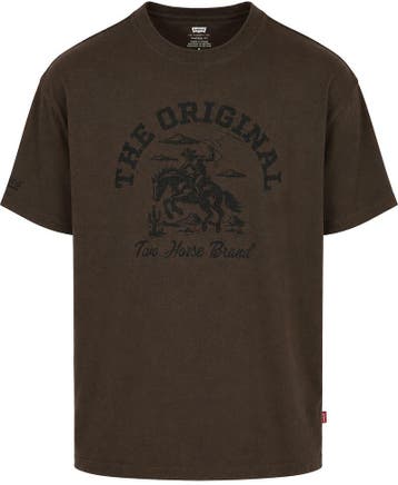 Levis T-Shirt Bruin Graphic Logo maat Maat 52/54 (L) Heren, Maat 52/54 (L), Levi's, Bruin, Verzenden