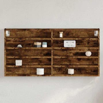 vidaXL Vitrinekast 100x8,5x50 cm bewerkt hout gerookt, Verzenden