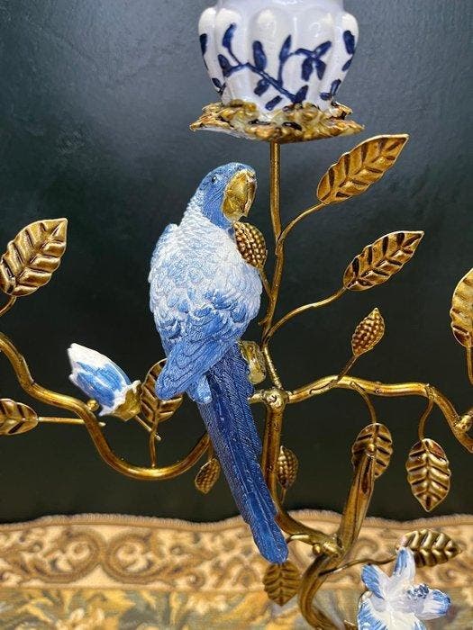 Kaarsenhouder (2) - polyresin, Metaal - Papegaaien kandelaar, Antiquités & Art, Art | Objets design