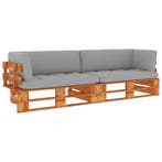 vidaXL Tweezitsbank pallet met kussens honingbruin, Verzenden, Nieuw