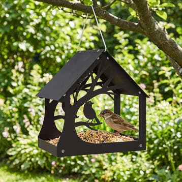 vidaXL Hangend vogelvoederhuisje Staal Zwart, Verzenden, Nieuw