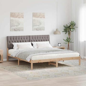 vidaXL Bedframe met Gevoerde Hoofdbord Bruin 180 x 200 cm, Verzenden