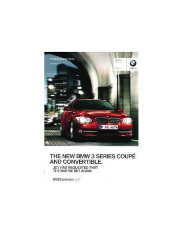 2010 BMW 3 SERIE PRODUCT BEARGUMENTATIE BROCHURE ENGELS, Nieuw