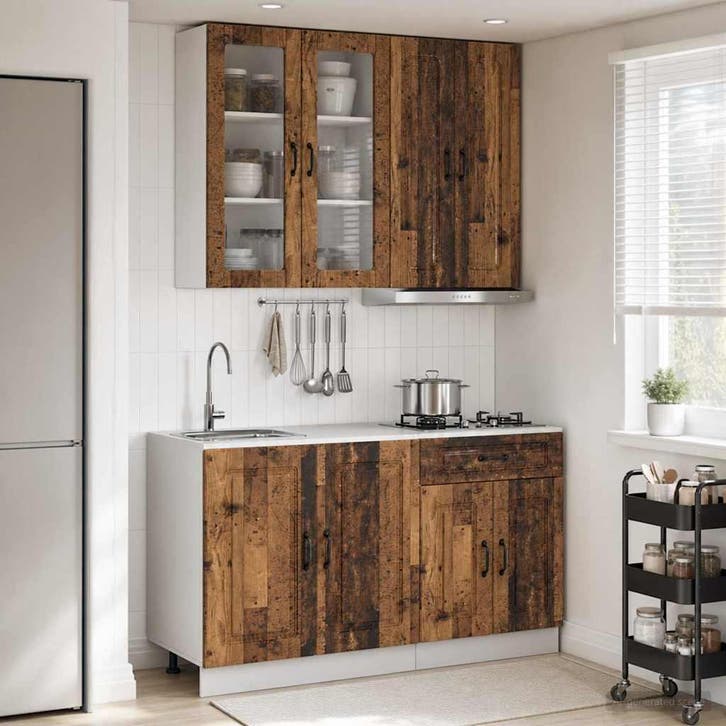 vidaXL Keukenblok KALMAR 4 pcs Oud hout Bewerkt hout, Maison & Meubles, Armoires | Autre, Envoi